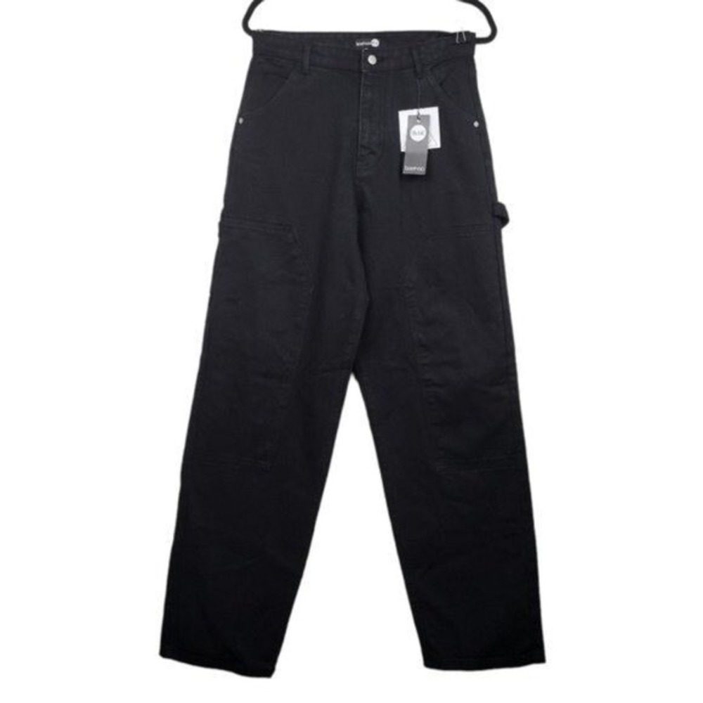 Boohoo Womens Black High Rise Utility Dad Jeans Size 6 NWT